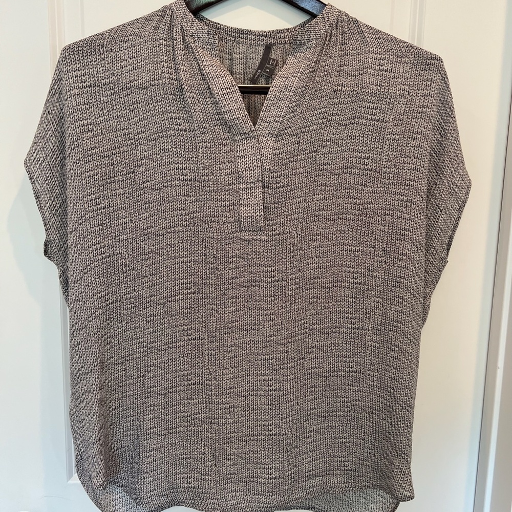Vince 100% Silk Faux Knit Drape Blouse